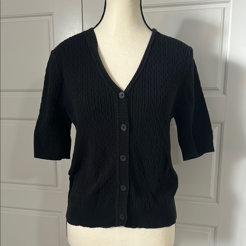Croft & Barrow Black Cardigan Sweater V-Neck Classic Style